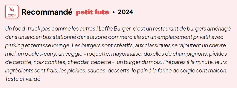 petit fute leffie burger 2024 resultat